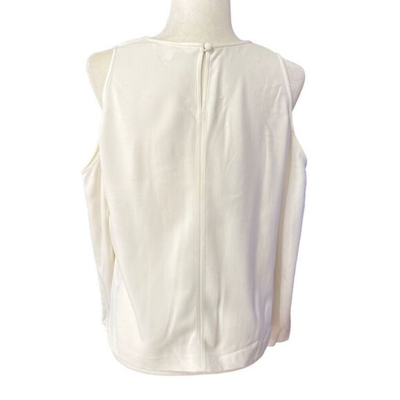 Veronica Beard Medium White Cold-Shoulder Blouse Sz 10 Flattering Cut - Picture 8 of 11